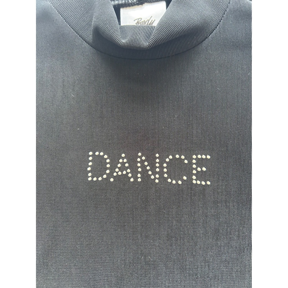 Body Wrappers Black Mock Neck Short Sleeve Dance Top Style 7323 Small - Picture 2 of 6